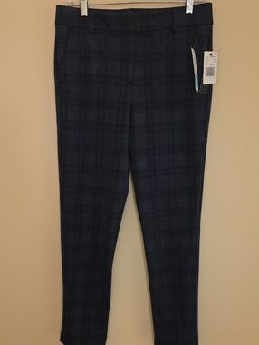 Women's Navy Plaid Dress Pants